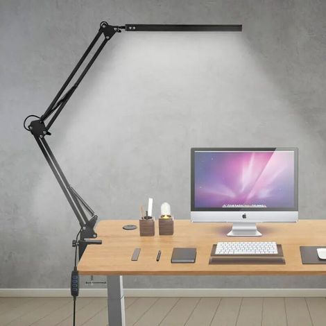 Lampe de bureau LED Lampe d'architecte avec bras pivotant Protection des yeux Lampe de bureau de lecture Dimmable (1/5)