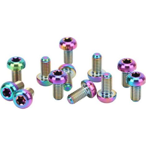 Lot de 12 boulons de frein à disque de vélo RISK M5 x 10 mm T25 en alliage de titane pour disque de frein de vélo (1/5)