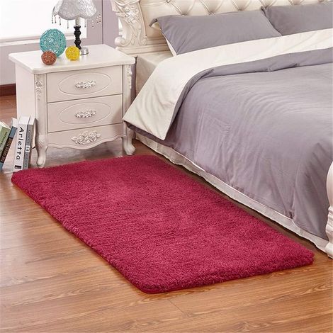 Rutschfester, langfloriger Teppich, moderner Teppich für Wohn- und Schlafzimmer (weinrot, 50 x 80 cm) (1/5)