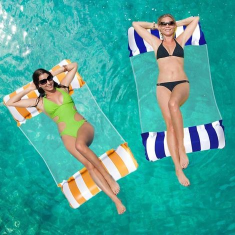 2 Pièces Hamac Flottant Piscine, 4 en 1 Multi Usage Hamac Gonflable Piscine avec Maille, Fauteuil Gonflable pour Adultes et (1/5)