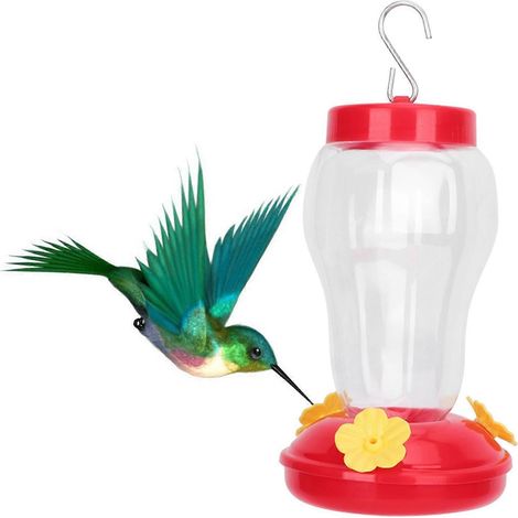 Pflanzgefäß aus Kunststoff für den Außenbereich, geeignet für Kolibris, mit Wasserschale und Hängefutterspender, ideal für Garten und Vogelfütterung, wetterbeständig. (1/5)