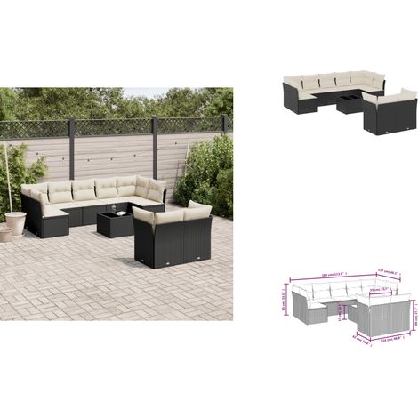 Salon de jardin 10 pcs avec coussins noir résine tressée - Ensemble Salon De Jardin - Mobilier De Jardin - Canapé D'extérieur - Résine Tressée - Rotin Synthétique (1/3)