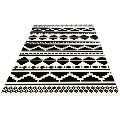 Tapis d&39intérieur et d&39extérieur, pour balcon et terrasse avec en noir, taille: 80x120 cm (1/5)