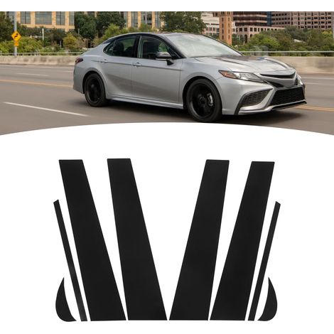 Kit de Garniture 8 pièces pour Piliers de Fenêtres Latérales Style 4D Noir Brillant, Compatible Camry 2018‑2021 (1/5)