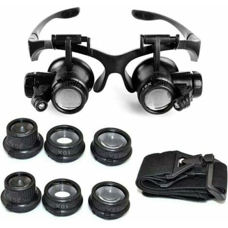 Loupe Serre Tête Loupe Frontale Lunettes grossissantes Allumage LED Grossissements de 10x, 15x, 20x et 25x (1/4)