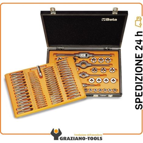 Assortimento maschi e filiere acciaio al cromo passo grosso e fine beta 446/c110 - 110 (1/2)