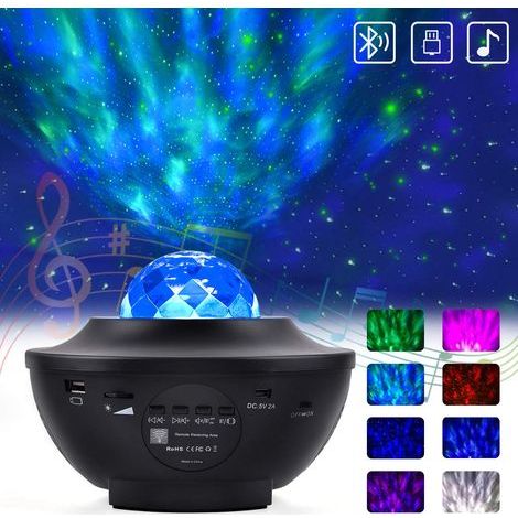 LED Sternenhimmel Projektor, Baby Nachtlicht, Farbwechsel Musik Sternenprojektor mit Fernbedienung Bluetooth Lautsprecher Stimmungslicht Dekorative (1/5)