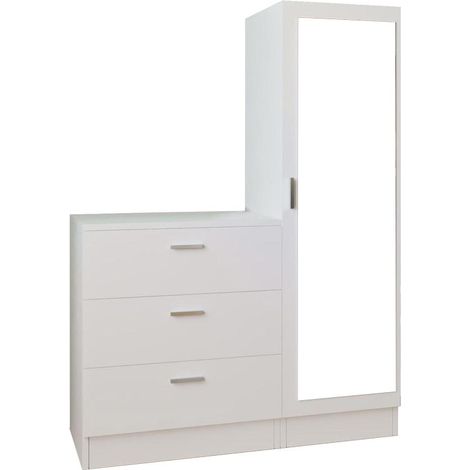 Kommode mit 3 Schubladen - Spiegelschrank - Weiß - VITORIO (1/5)