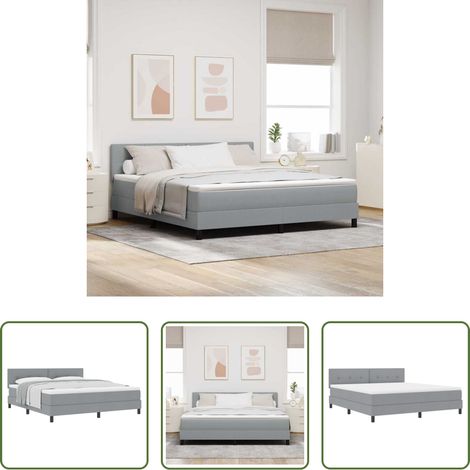Matratze -  Boxspringbett mit Matratze Hellgrau 180 x 200 cm Stoff (1/5)