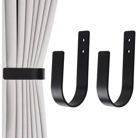 Set di 2 fermatende in metallo a forma di U - Ganci per tende resistenti da parete per soggiorno e camera da letto (1/5)