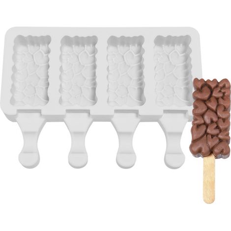 Moule à Glace Silicone 4 Cavités pour Popsicle Maison et Desserts Glacés DIY (1/5)