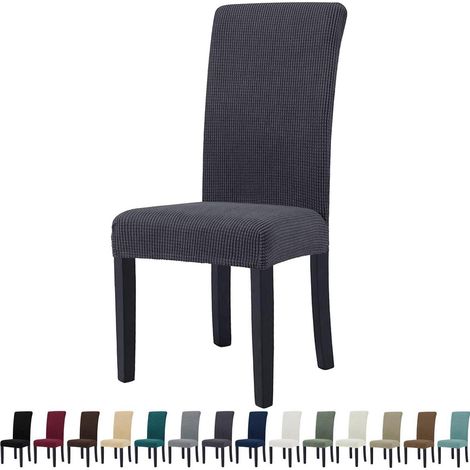 Lot de 4 housses de chaise extensibles, lavables et déhoussables, gris (1/5)