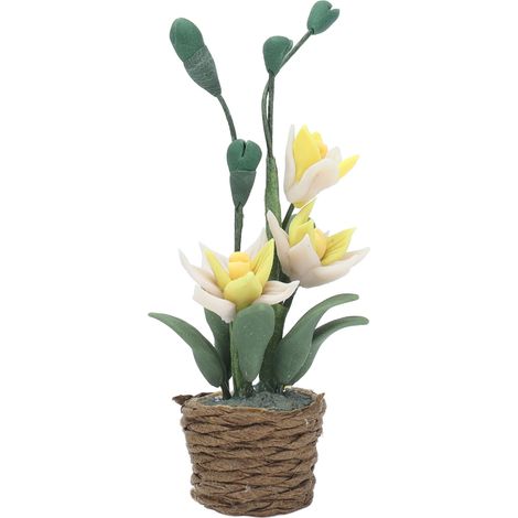 Plantes pour maison de poupée 1:12 Mini panier de fleurs miniatures, mignon, réaliste et coloré, bonsaï miniature pour enfants, jouet, décoration de maison de poupée, cadeau (1/5)