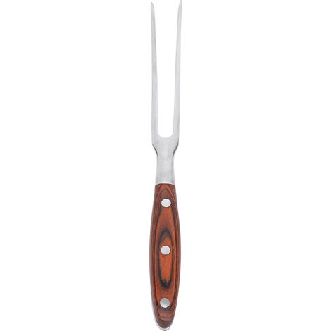 Fourchette à viande en acier inoxydable, sculpture avec manche en bois pour la cuisine, service de Barbecue, cuisson, grillades, torréfaction, couleur bois (1/5)