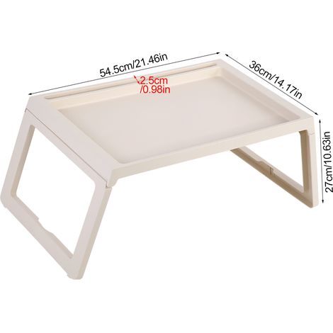Plateau pliable pour lit, table de petit-déjeuner, support d'ordinateur portable, desserte de service beige (1/5)