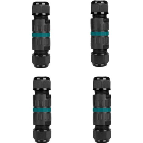 Set mit 4 wasserdichten IP68-Steckverbindern für 9-12 mm Kabel, für den Außenbereich, Garten und Erdverlegung (1/4)