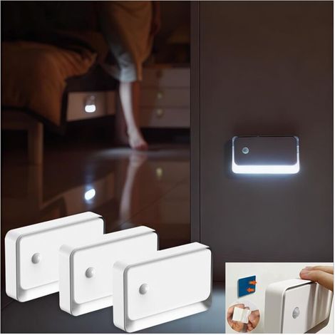Set di 3 luci notturne con sensore di movimento, ricaricabili tramite USB-C, luce bianca 6000K, luminosità regolabile, ideali per scale e corridoi. (1/4)