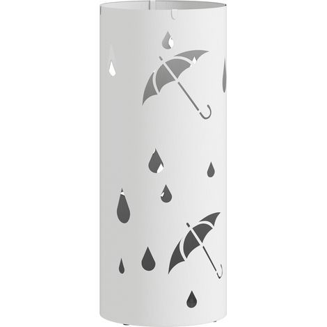 Stahl-Regenschirmständer, säulenförmig, mit abnehmbarem Bodenblech, Ø 17 x 41 cm (H), weiß (1/5)