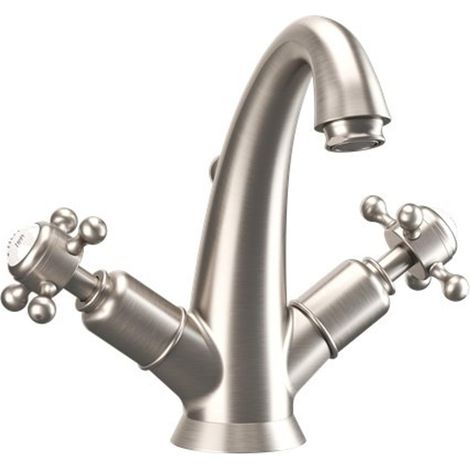 Crosswater Belgravia Robinet de lavabo - croisillons - bonde à tirette - nickel brossé