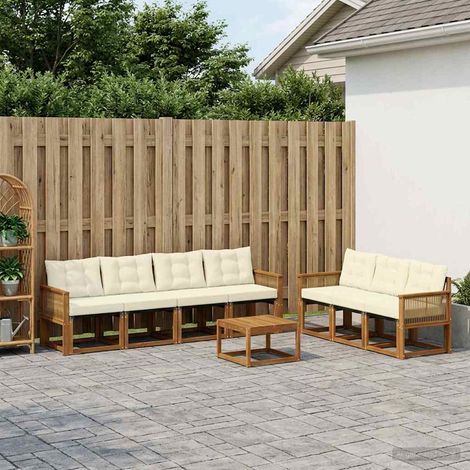 vidaXL Outdoor-Sofagarnitur mit Kissen 8 pcs Natur und Creme (1/5)