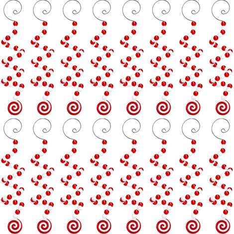 16pcs Décorations Arbre de Noël Sucettes Cane Rouge Blanc (1/2)