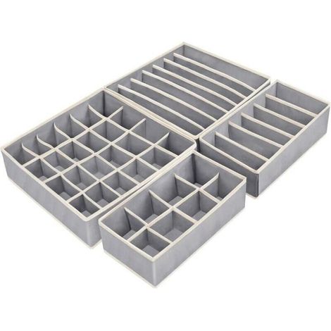 Organisateur tiroir pliable non-tissé, rangement sous-vêtements/soutiens-gorge/chaussettes, compartiments, gain place Label (1/4)