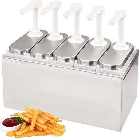 Distributeur de Sauce Pompe Salade Confiture Assaisonnement Condiment Squeeze Pompe Conteneur avec Base pour Cuisine Restaurant 5 Pompes (1/5)