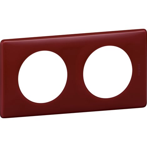 Legrand – Plaque Céliane 2 postes – Finition poudré bordeaux – Montage horizontal ou vertical – Compatible avec anciennes boîtes d'encastrement