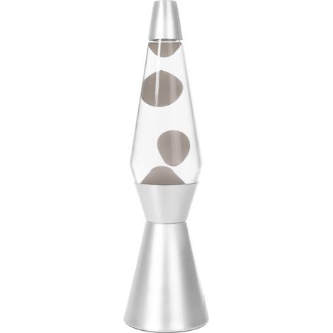 ITotal XL1785 Lampe à Lave 36 cm avec Base Argentée, Liquide Transparent et Cire Blanche