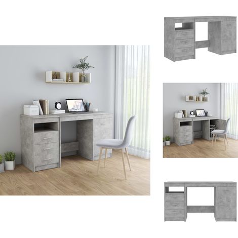 Bureau Gris béton 140x50x76 cm Bois d’ingénierie - Bureau Design - Bureau Gris - Bureau Moderne - Bureau Informatique - Bureau Avec Tiroir (1/5)