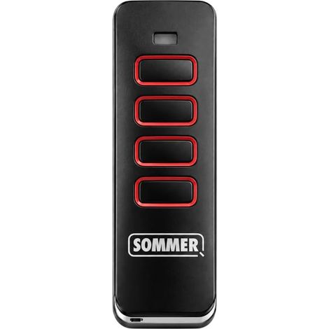Telecommande Sommer Pearl S13065-00001 - Emetteur Portail et Porte de Garage - 4 Canaux, Frequence 434,42 MHz, Noir/Rouge - Compatible Motorisation Sommer