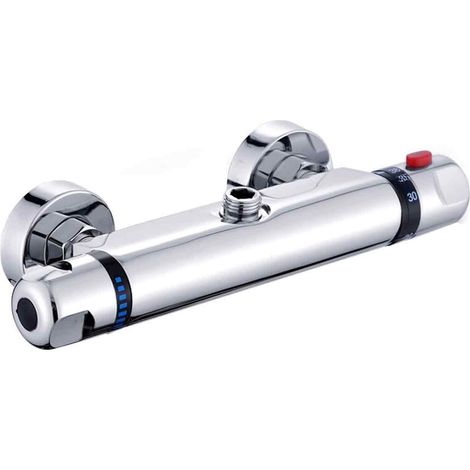 Thermostatique de Douche, Robinet Thermostatique Baignoire en Laiton 59, Protection de Sécurité avec 38℃ Anti-Brûlure Bouton, Mitigeur Baignoire Réglage Précis de Tempétature et Volume d'Eau (1/5)