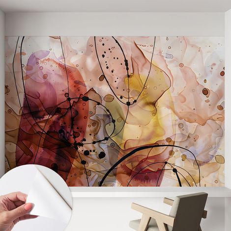 Papier peint adhésif décoratif pour salon chambre et cuisine Facile à poser avec colle Harmonie abstraite 152x104 cm (1/5)