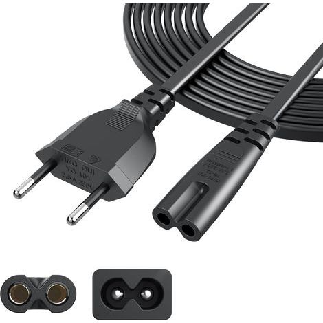 Euro C7 Netzkabel, 2 m, 2-poliger Stecker, Reinkupfer, für JBL PartyBox Soundbar (1/5)