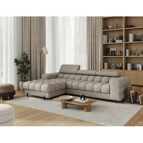 Ecksofa mit Schlaffunktion Sofa FERROL Stoff Coral Beige Ottomane Links (1/5)