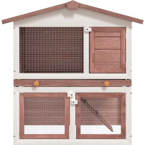 Maison Exclusive - Conigliera per Esterni con 3 Porte Marrone in Legno (1/5)