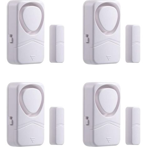 Wireless Door Alarms, Set of 4 Small Size Magnetic Chimes for Home, Kids, Garage Security, DIY Installation with 4 Operating Modes (1/5)