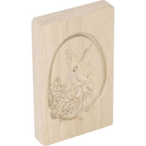 Moule à biscuits en bois facile à démouler, réutilisable et lavable, motif lapin et fleur, idéal pour la pâtisserie maison. (1/5)