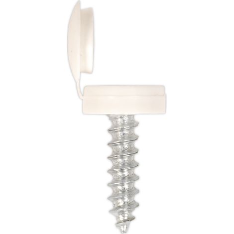 Sealey Numberplate Screw with Flip Cap 4.2 x 19mm White Pack of 50 NPW50