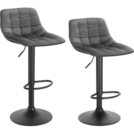 WOLTU 2X Taburetes Alto de Cocina Taburete de Bar Diseño Asiento en Terciopelo Taburete Giratorio con Respaldo Regulable en Altura Muebles Sillas Gris Oscuro