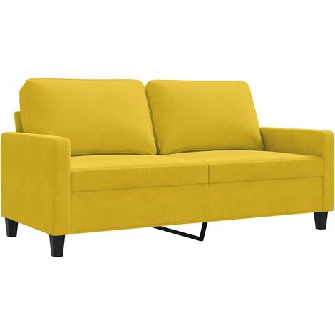 Canapé Sofa à 2 places Jaune 140 cm Velours (1/5)