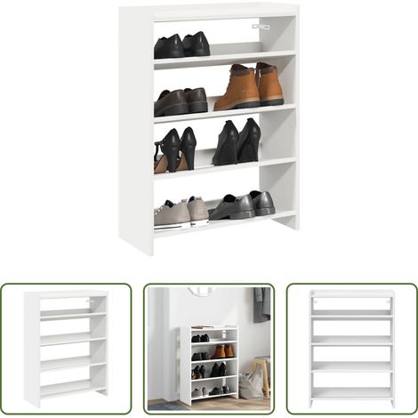 Schuhregal Weiß - Schuhregal Weiß 60x25x81 cm Holzwerkstoff (1/5)
