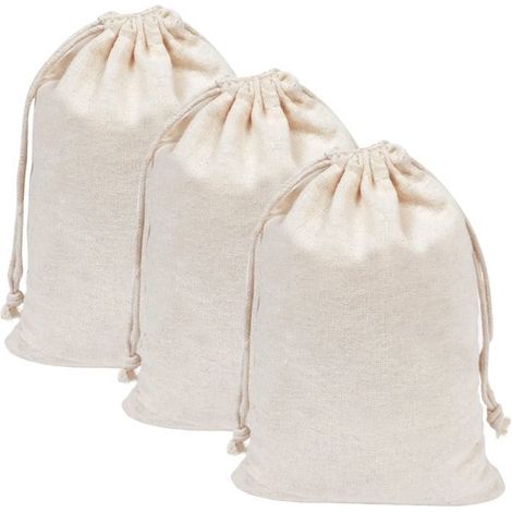 Set di 3 sacchetti per il pane in lino Dailygoody, riutilizzabili per conservare il pane fresco, beige, ecologici... (1/5)