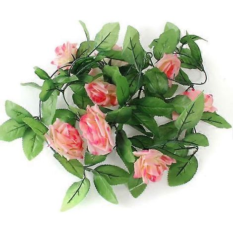 Guirlande de roses artificielles de 2,4 m (8 pieds) avec feuillage et fleurs grimpantes, idéale pour la décoration de la maison, d'un mariage, d'une fête ou d'un jardin.rose, crème (1/5)
