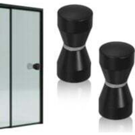Maniglia per porta doccia, alluminio nero opaco, design affusolato, facile da installare, 2 pezzi, 6230 mm - Crezuo