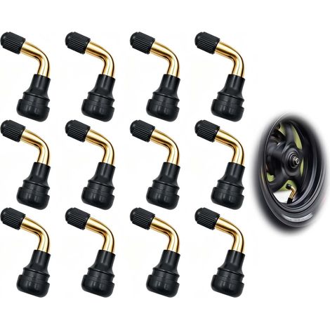 PVR70 valves tubeless en laiton, valves à 90 degrés Valves Tubeless Moto en Laiton, Valve Pneu Tubeless et Valve Coudée Moto pour Moto Scooter et Trottinette Électrique (1/5)