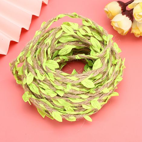 Couronne de vigne artificielle et de feuilles simulées à faire soi-même, idéale pour les mariages, les garden-parties, la décoration intérieure, 10 mètres/32,8 pieds, vert fluorescent. (1/2)