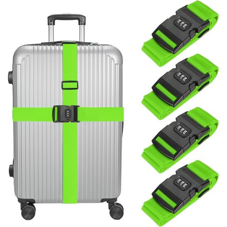 Sangle de bagage réglable, verte, avec fermoir de sécurité, pour attacher solidement les bagages pendant le voyage.-AquaForge (1/5)