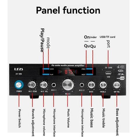 Amplificateur de puissance domestique 5.1 Bluetooth avec basses, télécommande Hi-Fi, prise UE (1/5)
