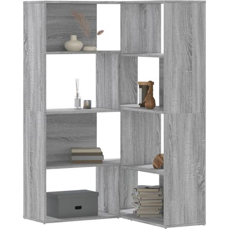 Corner Bookcase 4-Tier Grey Sonoma 85x85x140 cm Engineered Wood vidaXL (1/5)